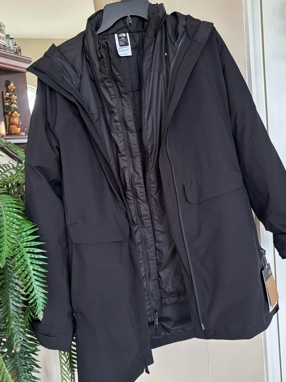 The North Face DryVent Mono Triclimate Parka 3-in-1 Black Shell Jacket w/ Liner